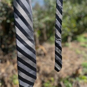 Elegant Striped Black and Gray Tie- NWOT